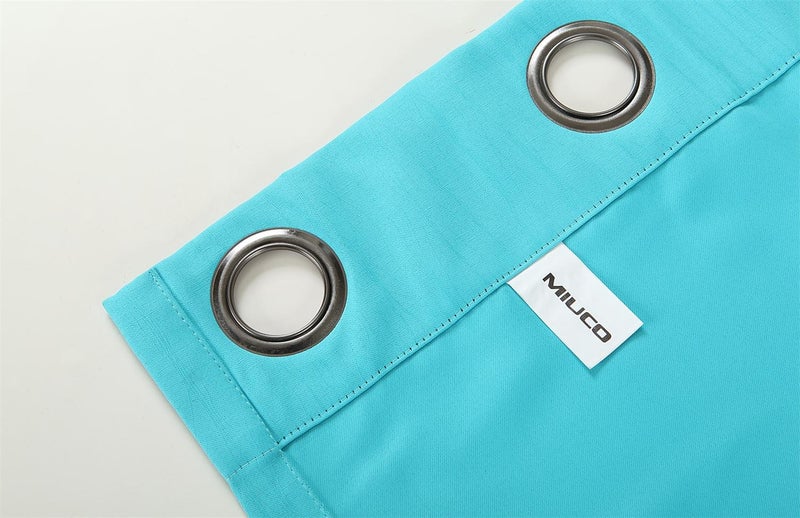 MIUCO Blackout Curtains Room Darkening Curtains Textured Grommet Window Curtains for Bedroom 2 Panels 52x63 Inch Long Turquoise - Image 5